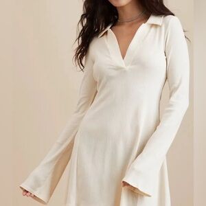 American Eagle Cream Long Sleeve Dress (Size XL)